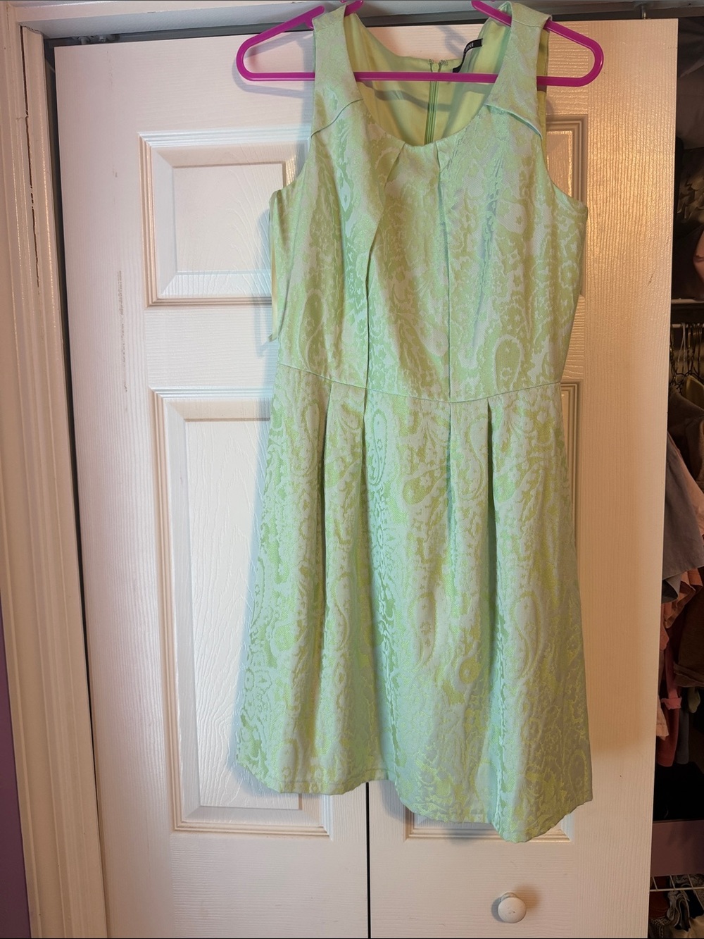 Gianni Bini Light Green Paisley Fit & Flare Dress